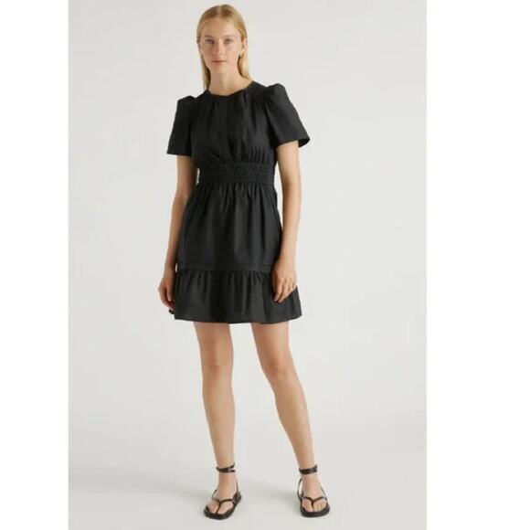 Quince Dresses & Skirts - Quince Black Organic Cotton Tiered Mini Dress sz Small